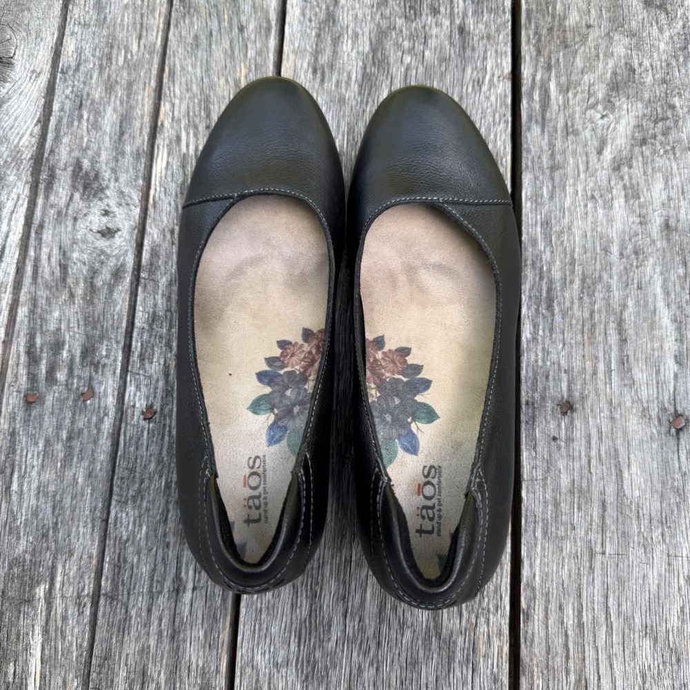 Taos Debut Black Leather Low Heel Pumps Shoes DEB-13600 Womens 8 EU 39 - Picture 4 of 8